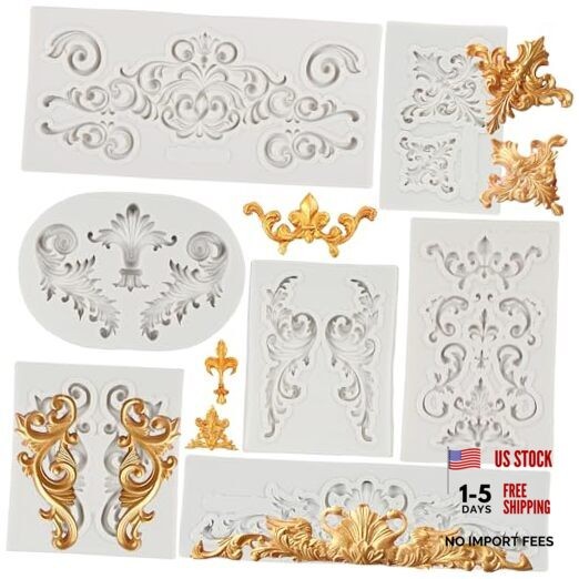 Baroque Style Curlicues Scroll Lace Fondant Silicone Mold Filigree Mold Style A