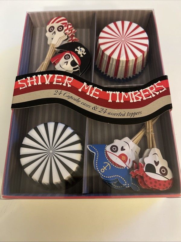 Shiver Me Timbers Pirates Cupcake Kit 24 Cases & 24 Asst Toppers NEW gallery