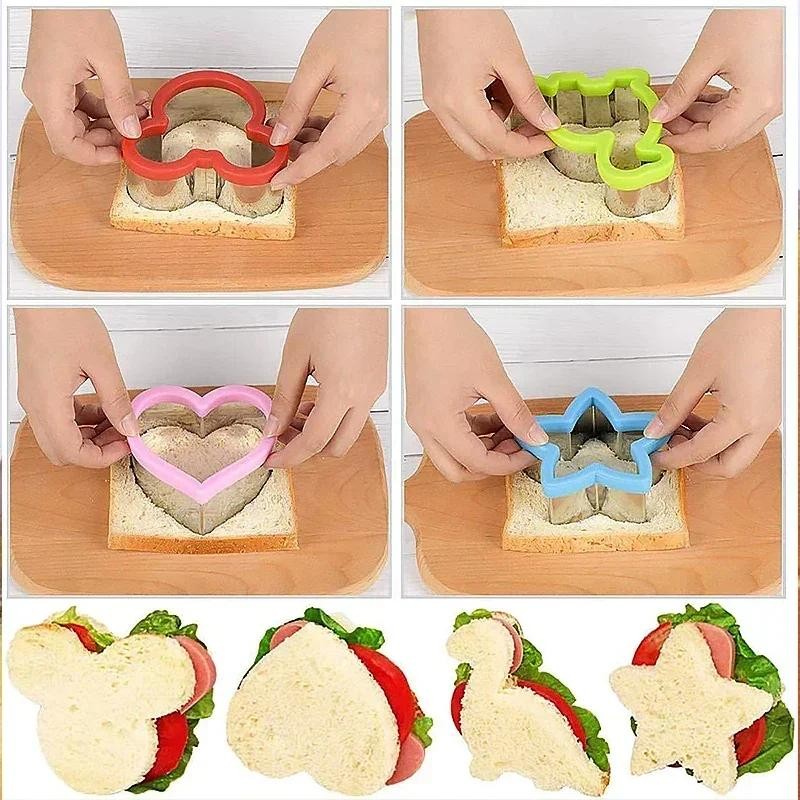 Kids Sandwich Cutters Set Heart Star Mickey Shapes Bread Toast Lunch Bento Mold gallery