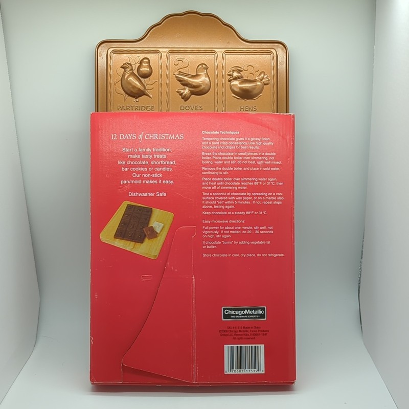 Chicago Metallic 12 Days of Christmas Non-Stick Chocolate Mold, 12 Holes 13" gallery