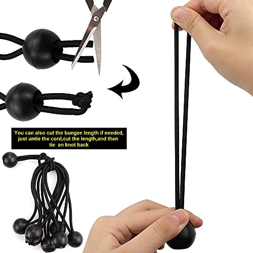 NODG 24 Pieces Ball Bungee - 4,6,9 Inch Black Tarp Balls - Heavy Duty gallery