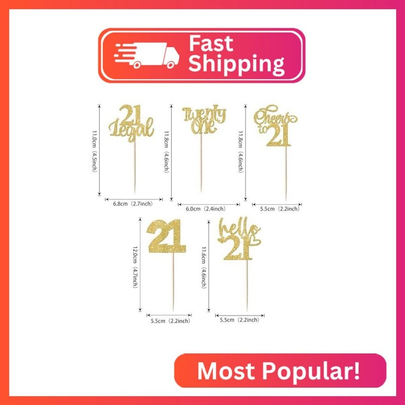 30 Pack 21st Birthday Cupcake Toppers Glitter Twenty-one Cheers to 21 Cupcake Pi gallery
