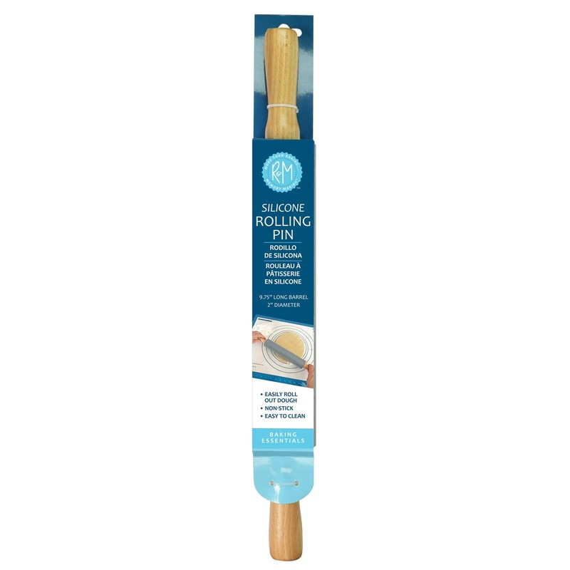 R&M 17 Inch Silicone Rolling Pin, Large Barrel 9.75 Inches Long, 2 17", Gray gallery
