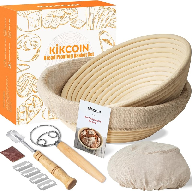 Bread Proofing Basket, Banneton Bread Proofing Basket Set of 2, 9