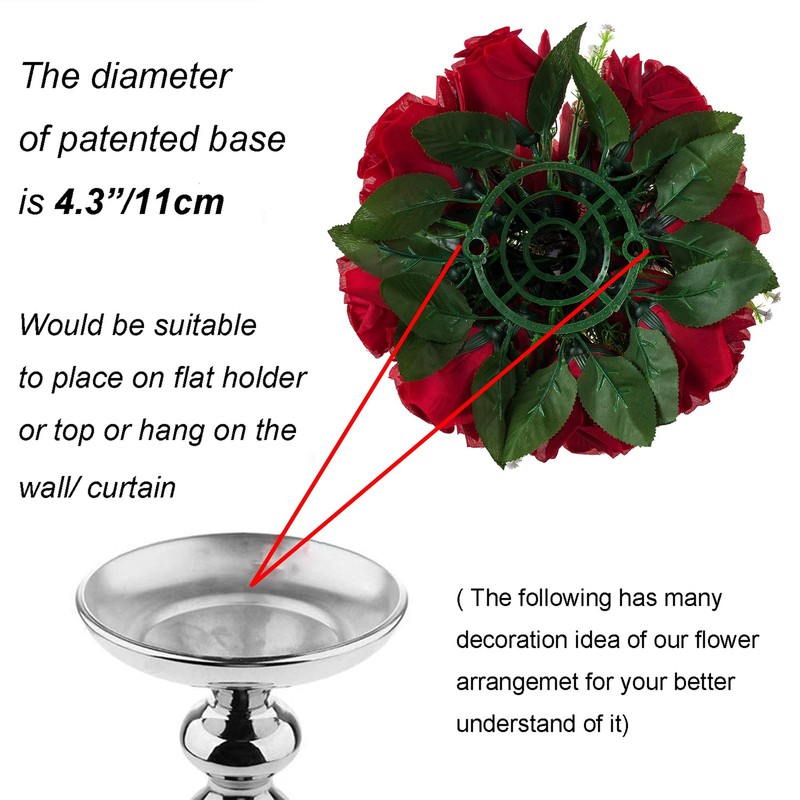 BLOSMON Flower Balls Wedding Rose Centerpieces: 6 Pcs 9.5"W x 4.75"H, Crimson gallery