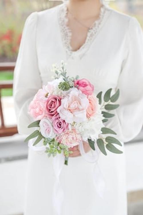 Artificial Flowers Combo Set Fake Flower Leaf Box with Stems for Light Pink gallery