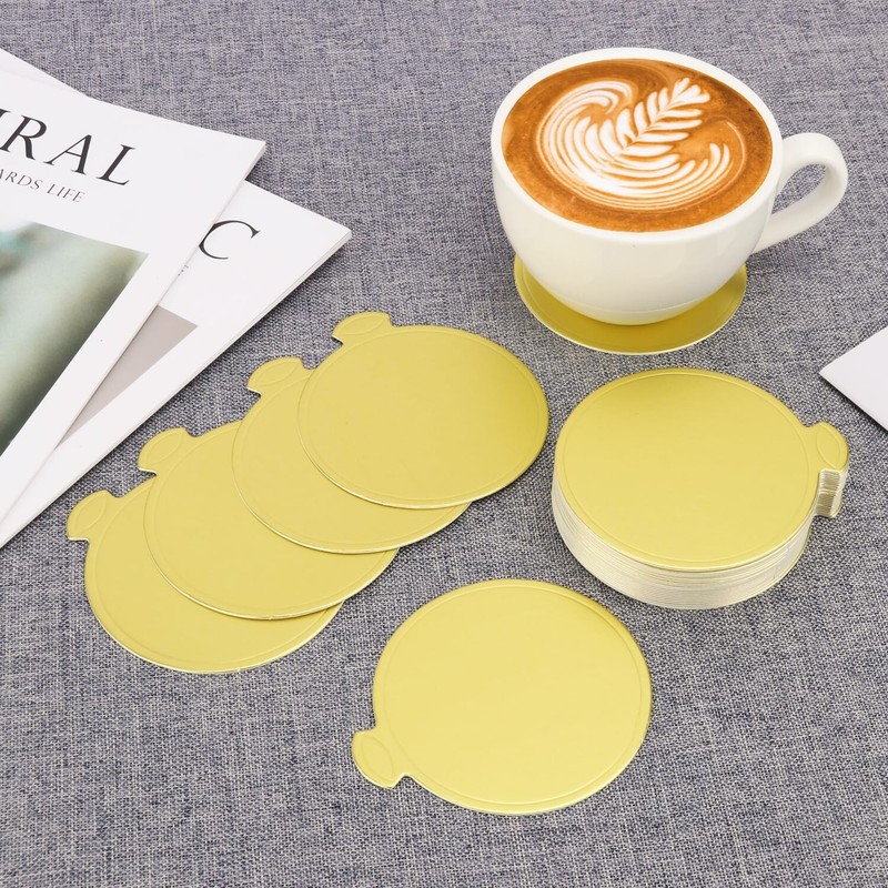 600PCS 3inch Mini Cake Boards, Premium Round Golden Mousse Cake Boards, Versa... gallery