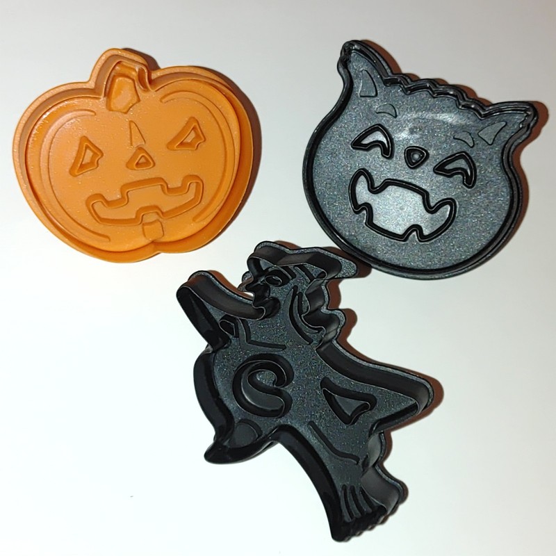 Williams Sonoma Halloween Cookie Pastry Cutters Plunger Handle Pumpkin Witch Cat gallery