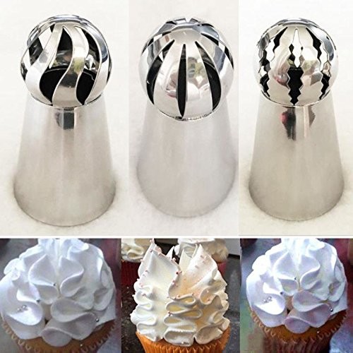 Russian Piping Tips Set, 3 Pcs Stainless Steel Icing Flower Silver gallery
