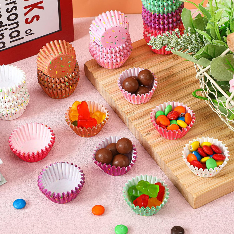 Funtery 600 Count Icing Design Mini Cupcake Liner Baking Cups Paper Small Candy gallery