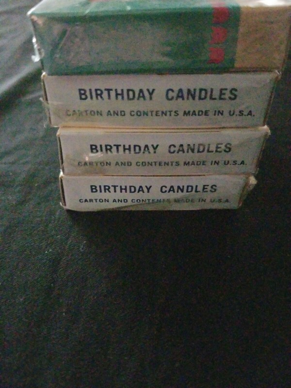 Vintage BIRTHDAY CAKE CANDLES 4 BOXES COLUMBIA and cake mate gallery