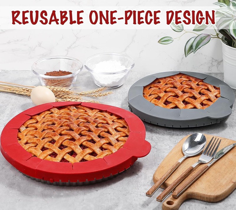 Webake Pie Crust Protector Shield Adjustable 2. Shield, Red + Grey gallery