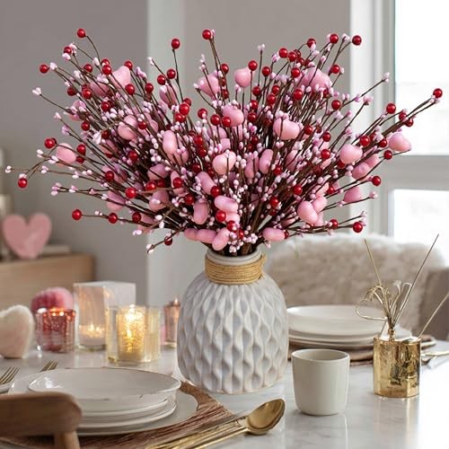 Valentines Day Decorations Floral Picks Stems - 8Pcs,16 Inch Artificial Pink gallery