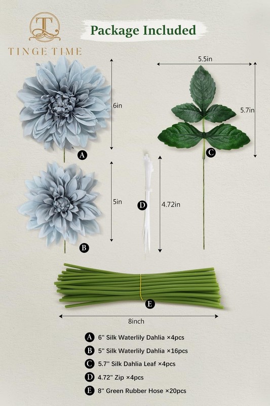 Tinge Time Artificial Flowers 20Pcs Silk Dahlia 5/6 Fake Flowers For Diy gallery