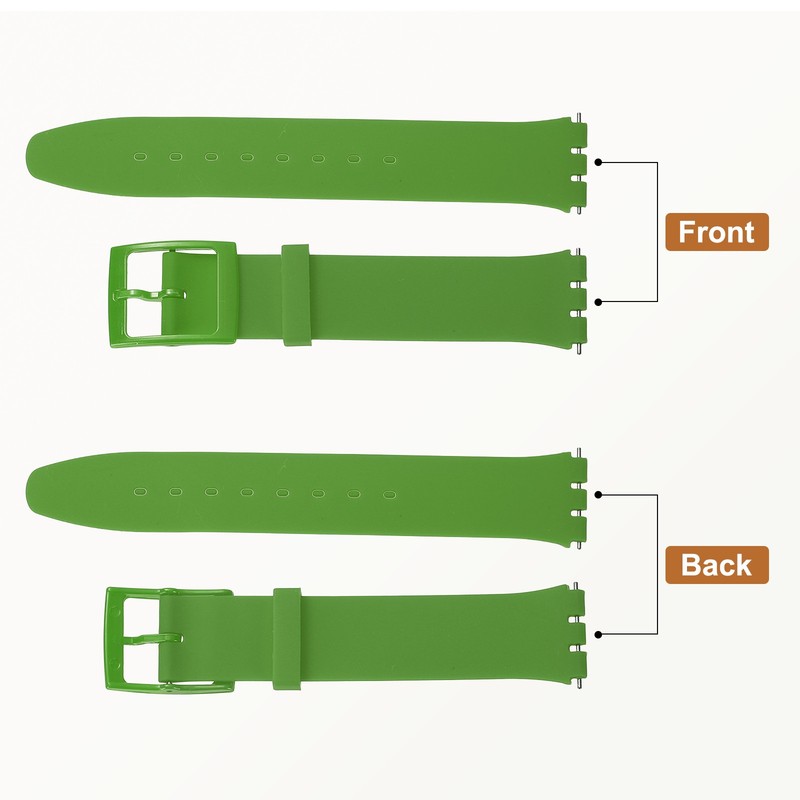 16mm Dark Green Silicone Strap with Spring Bar and Plastic Buckle gallery