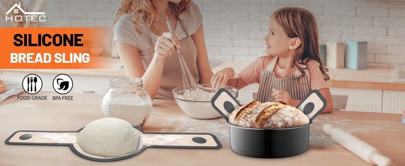 Silicone Bread Sling for Dutch Oven - 2 Pack Non-Stick Baking Mat with Long gallery