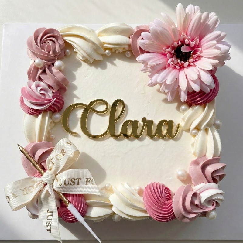 Elegant Custom Cake Charm Name & Word Acrylic 3mm Thick Event Topper