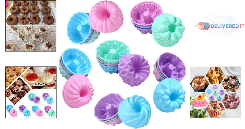 24-Pack Silicone Donut Molds Nonstick Baking Cups Muffin Pan Oven Safe gallery