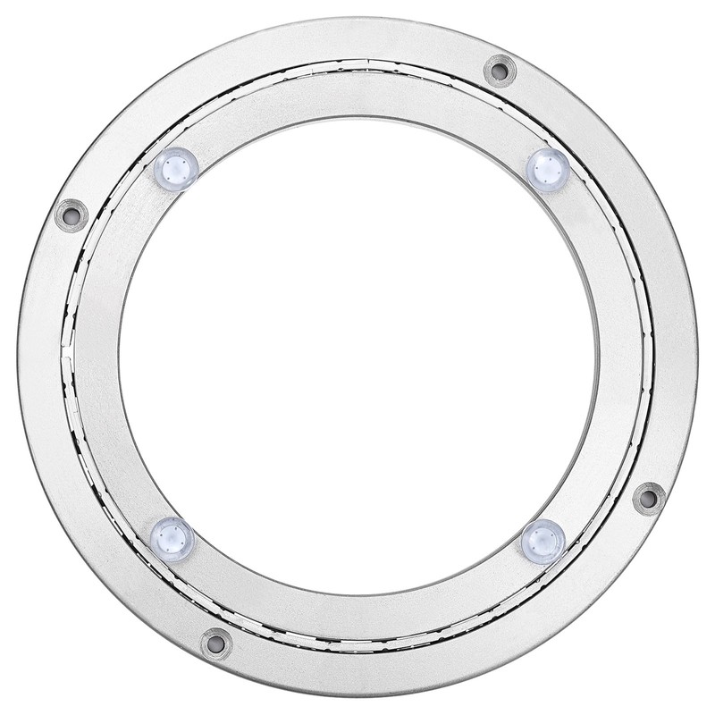 Aluminum Lazy Susan Metal Rotating Turntable 8 Inch Mute for Dining-Table Silver