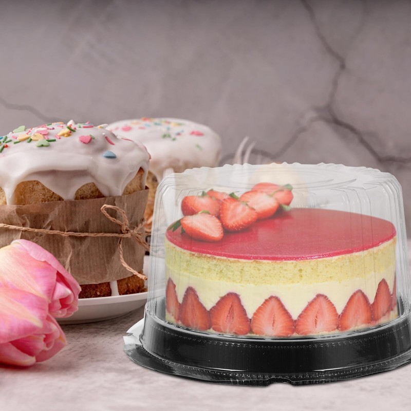 Round Cake Box 6.3 Inch Clear Plastic Cake Carrier with Lid for Bakery Take O... gallery