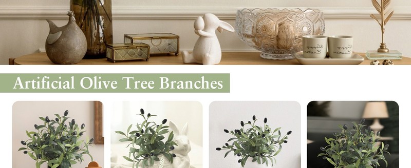 10 Pcs 11.8" Artificial Olive Leaves Stems, Realistic Faux Plants Olive gallery