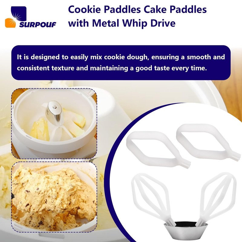 Cookie & Cake Paddles with Metal Whip Drive for Universal Mixers - Baking Tool gallery