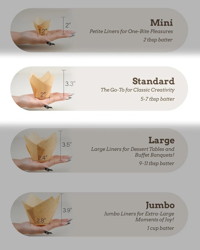 Bake Choice 200pcs Natural Tulip Cupcake Liners for Baking Cups Unbleached Europ gallery