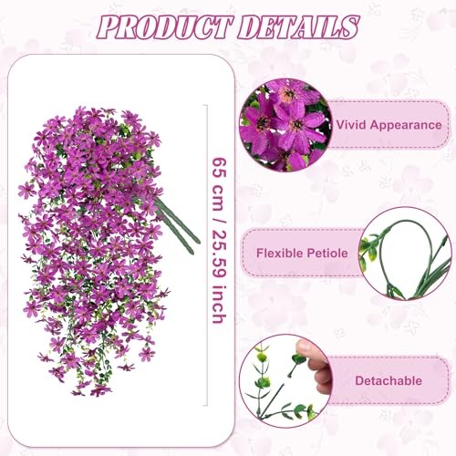 2 PCS Artificial Hanging Flowers Outdoor Spring Summer Decoration, B-purple gallery