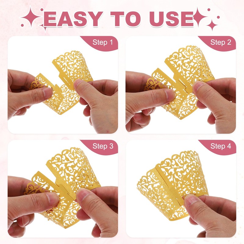 100Pcs Empty Lace Cupcake Liners Water Drop, Dark Blue gallery