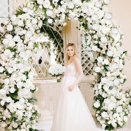 50 Pcs Roses Artificial Flowers, Real Touch Velvet Roses Bouquet 50pcs White gallery