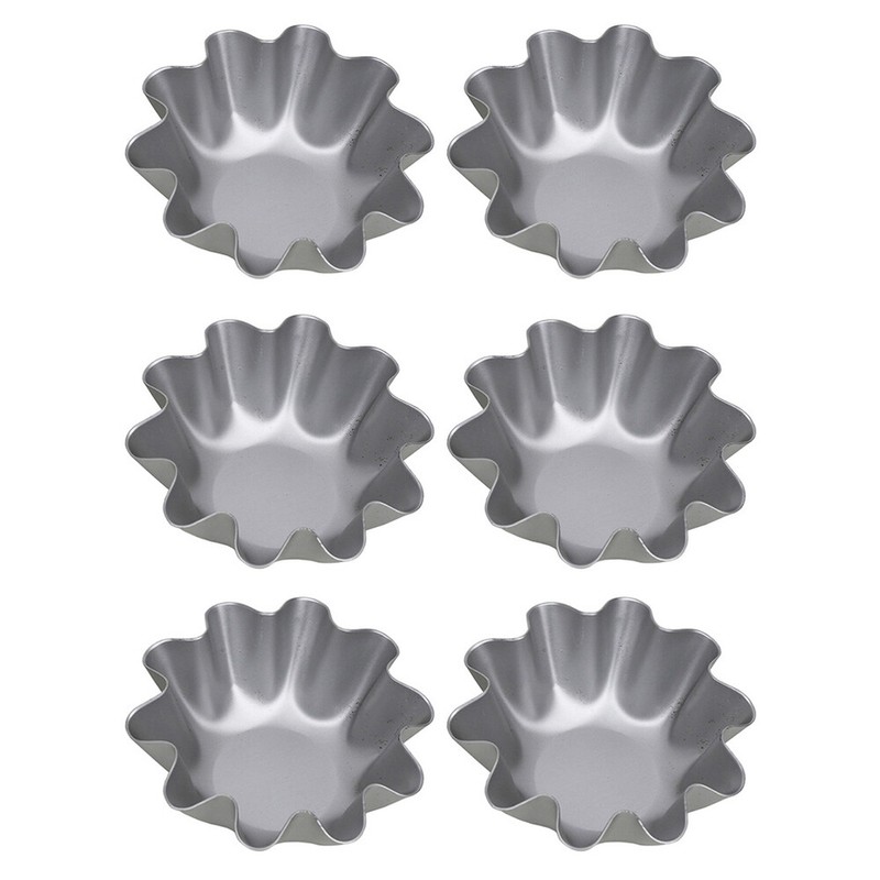 6Pcs tart molds Stainless Steel Tart Flower Tart Pans Cake Mould