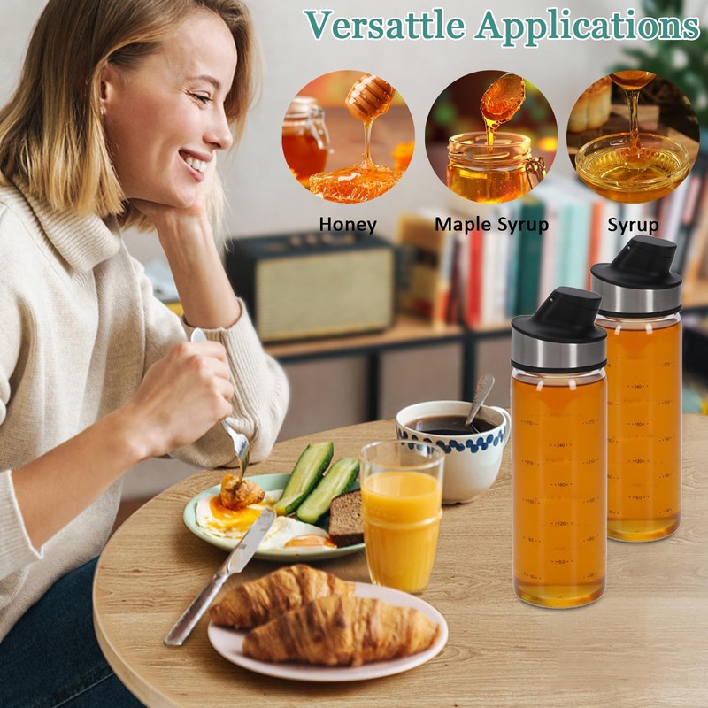 2 Pcs Honey Jar Dispenser,Glass Honey Container No Drip,Coffee Maple Syrup Cr... gallery