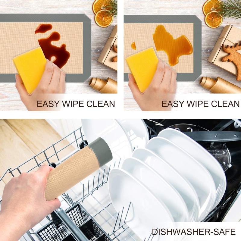 Silicone Baking Mat, 3 Pack Reusable 2 Half Sheets & 1 Quarter Sheet, Gray03 gallery