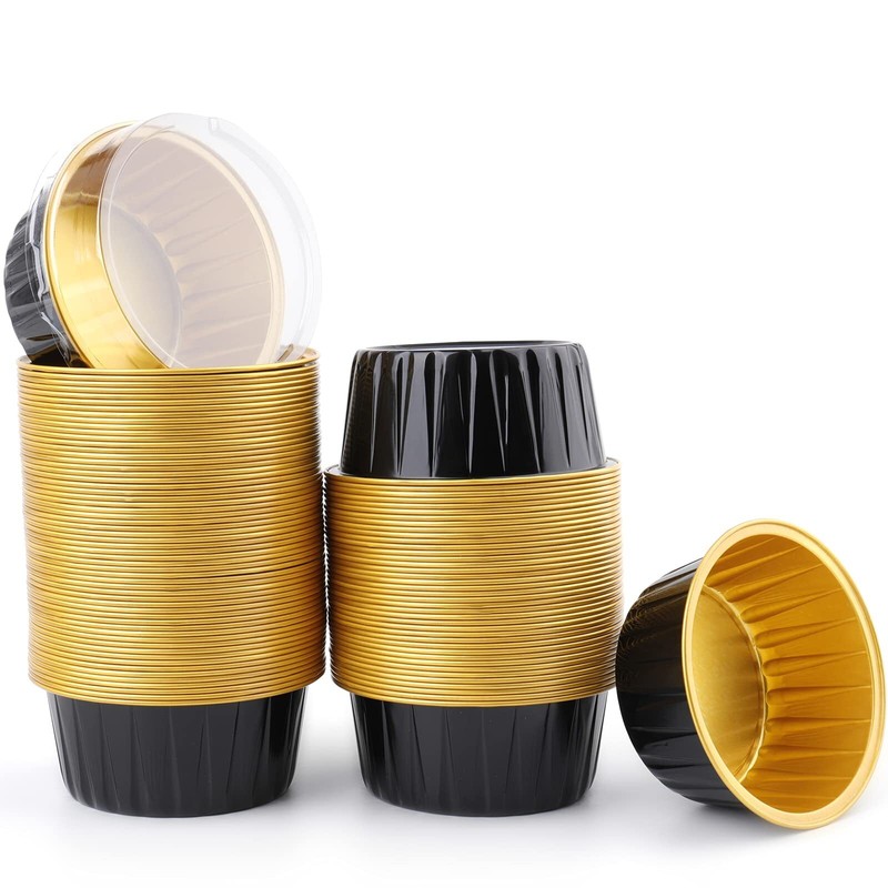 100 Pcs Baking Cups with Lids 3" Cupcake Tin Pan Holder for Wedding Party gallery