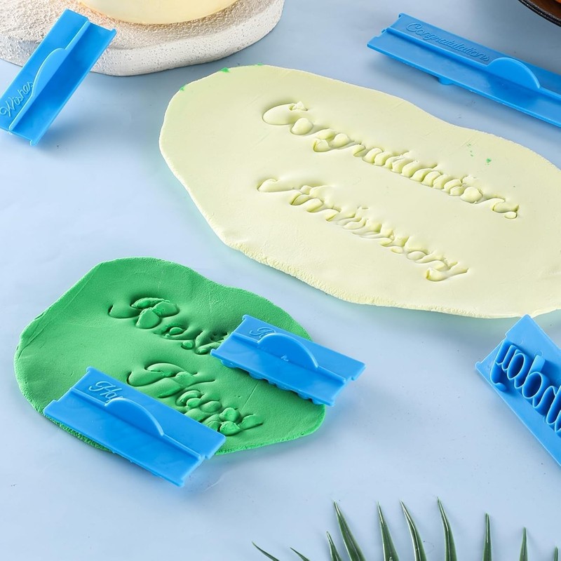 6Pcs Cake Words Stamp, DIY Handwritten Letter Printed Stamp Happy Birthday Be... gallery