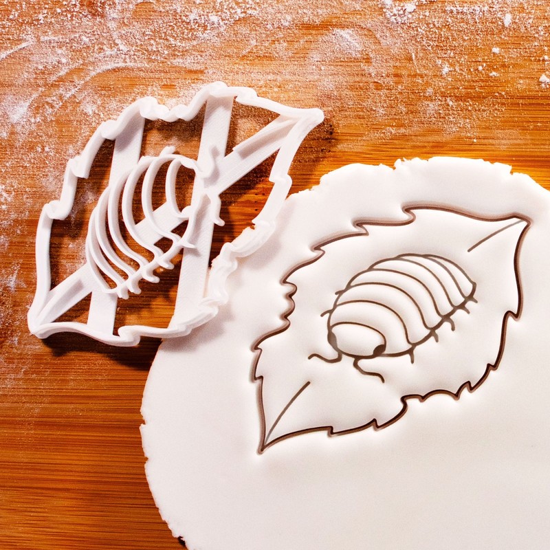 Isopod on Leaf Cookie Cutter – Woodlice insect bug pillbug roly poly pet nature