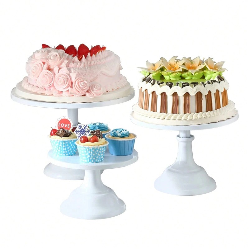 3pc White Iron Cake Stands Dessert Display Trays for Wedding Birthday Party gallery