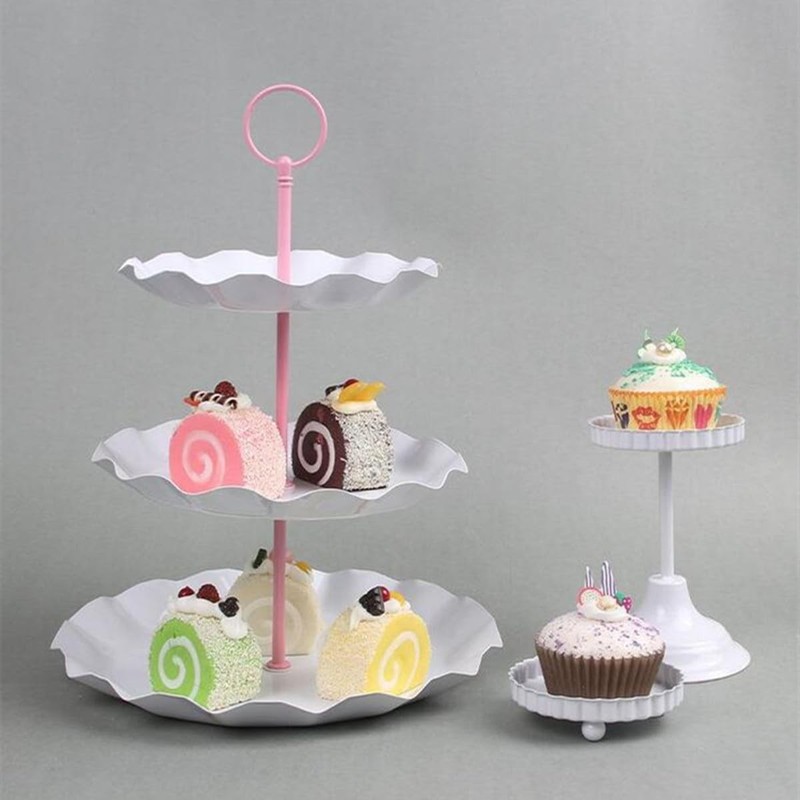 Snadulor 3 Tier 13" Cake Stand Fruit Heavy Plate Handle Fittings Round Hardwa... gallery