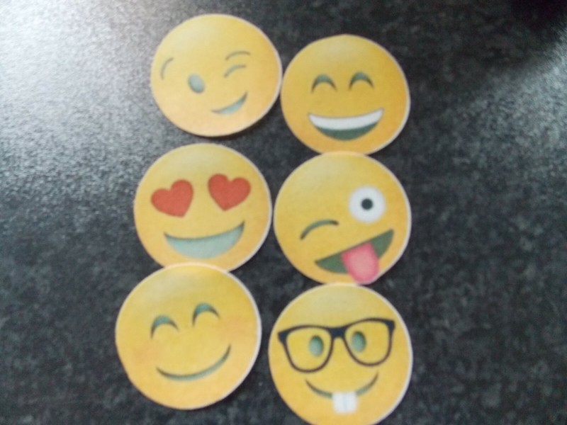 12 PRECUT Emoji edible wafer/rice paper cake/cupcake toppers gallery