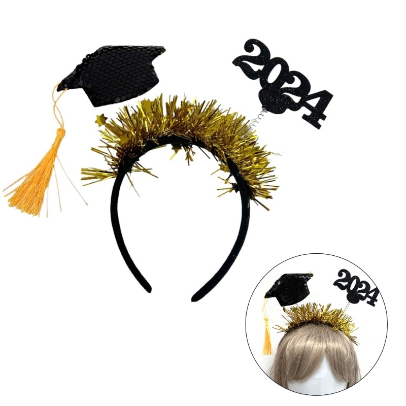 Cute Hair Hoop College Graduation Hat Lovely Mini Bachelor Hat with Star gallery