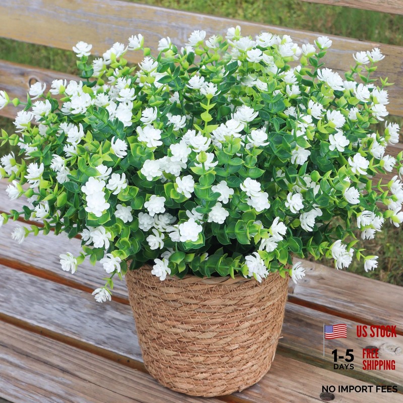 Artificial Flowers for Outdoors, Outdoor White 9 inches x 9 inches x 14 inches