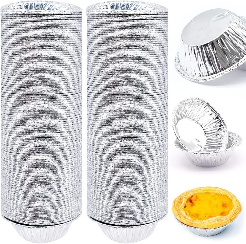 200 PCS Egg Tart Baking Cups, Disposable Aluminum Foil Liners for Pudding,