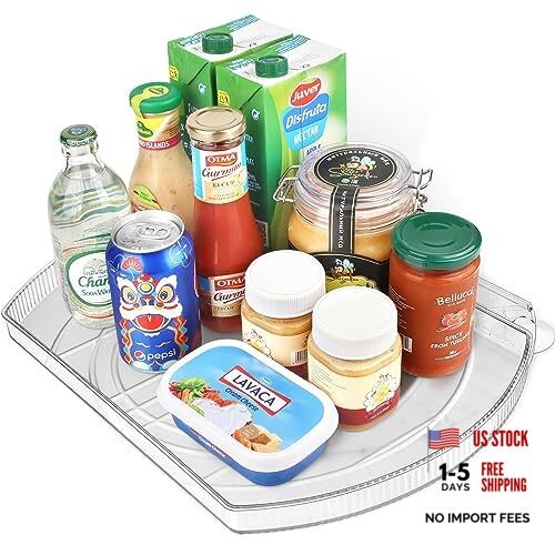 Lazy Susan Turntable for Refrigerator, 16.5″ x 11.1″ Clear – 1 Pack Rectangular
