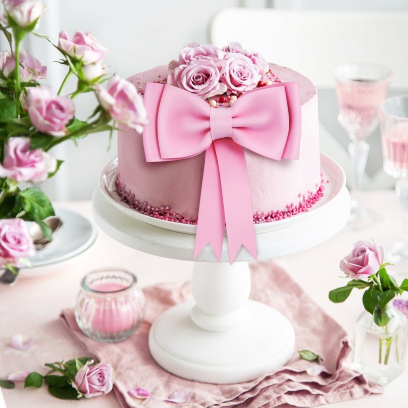 2 Pcs Bow Party Cake Decorations Bows for Themed Cupcake Toppers gallery