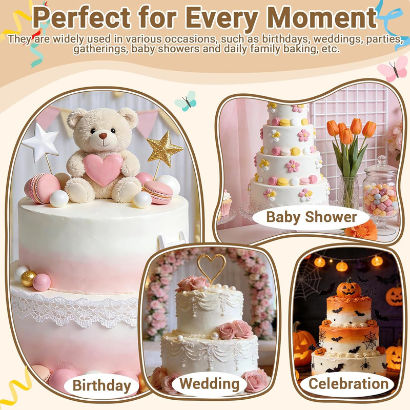 Cake Tier Stacking Kit for 4-Layer Cake, White Cake Boards 10’’-8’’-6’’-4’’ with gallery