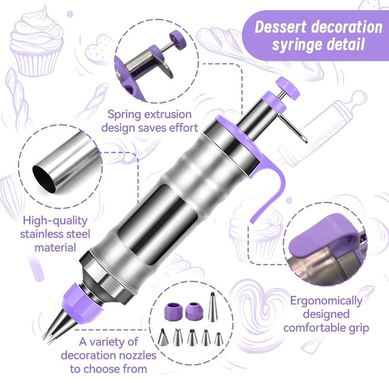 Dessert Decorating Syringe Set with 8 Silicone Cupcake Liners,Frosting Piping Ki gallery