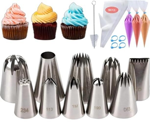 25 Pcs Extra Large Piping Tip Set, Stainless Steel Large Piping Tips Set gallery