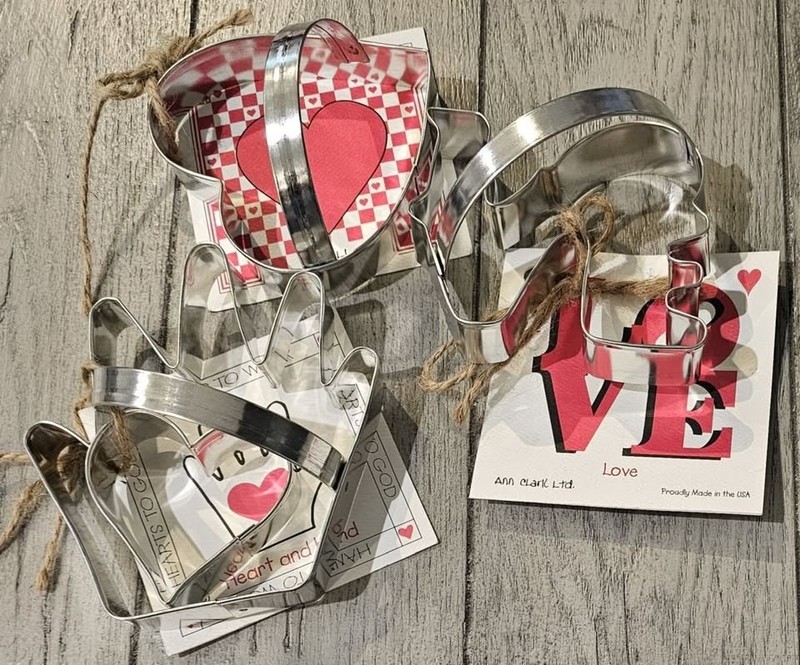 3pc Set Love Heart Themed Ann Clark Cookie Cutters -Heart, Love, Heart and Hand