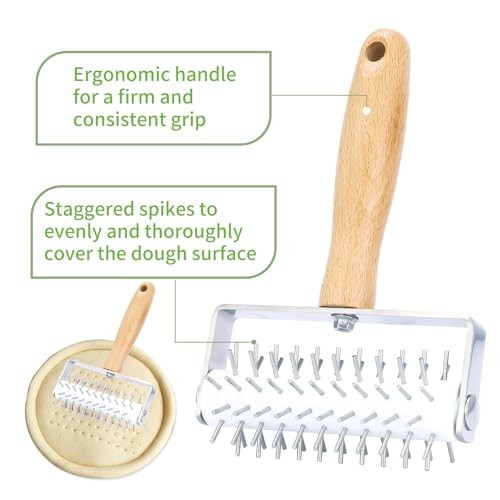 Pizza Dough Docker, Professional Dough Roller withen Handle, Sturdy Pizza Wood gallery