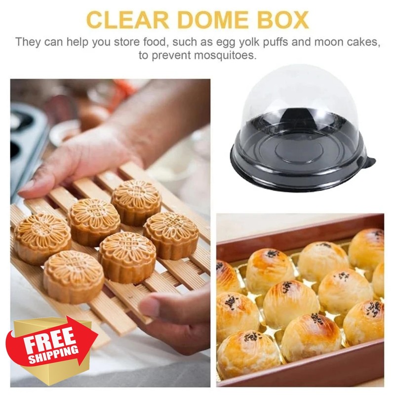 GULELAYAR Mini Cake Boxes Black Base 50pk Dome Lids gallery